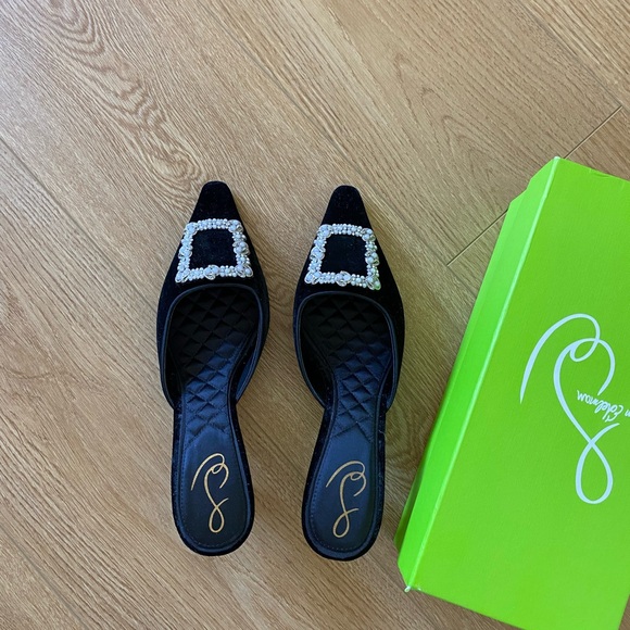 Sam Edelman britluster Black Velvet Women's Mules - Picture 2 of 4